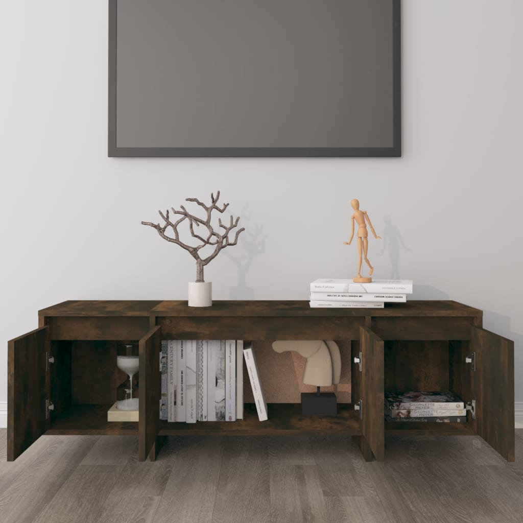 Meuble TV Chêne fumé 120x30x40,5 cm Aggloméré - XIOS