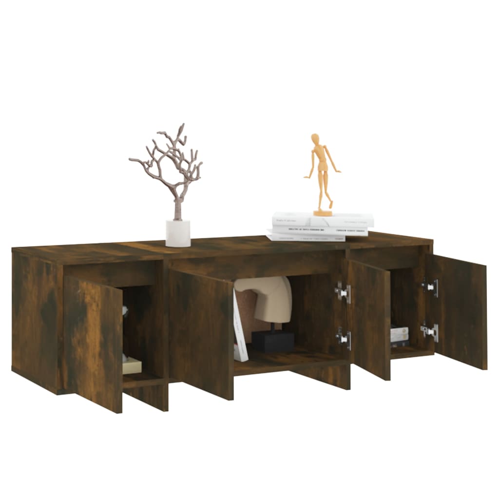 Meuble TV Chêne fumé 120x30x40,5 cm Aggloméré - XIOS