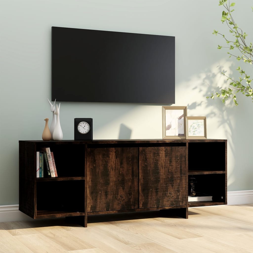 Meuble TV chêne fumé 130x35x50 cm bois d'ingénierie - XIOS