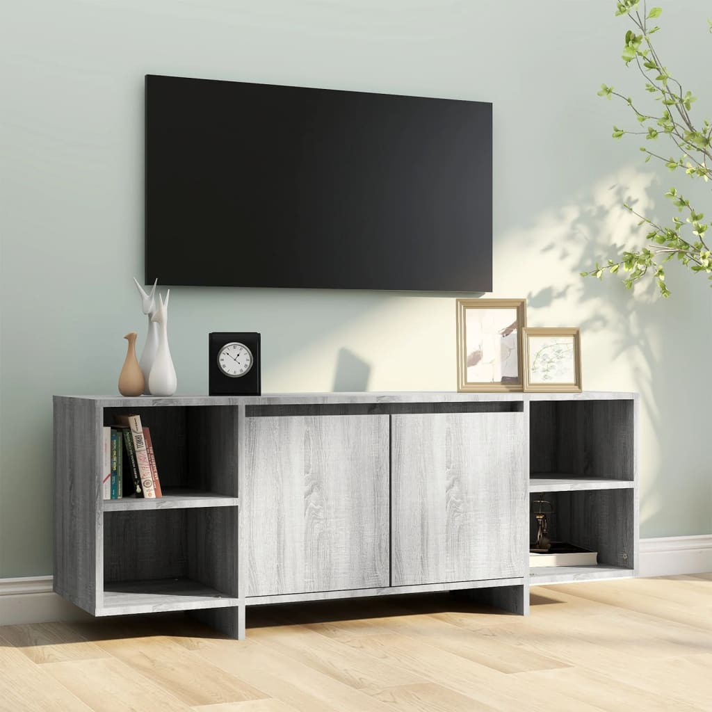 Meuble TV sonoma gris 130x35x50 cm bois d'ingénierie - XIOS