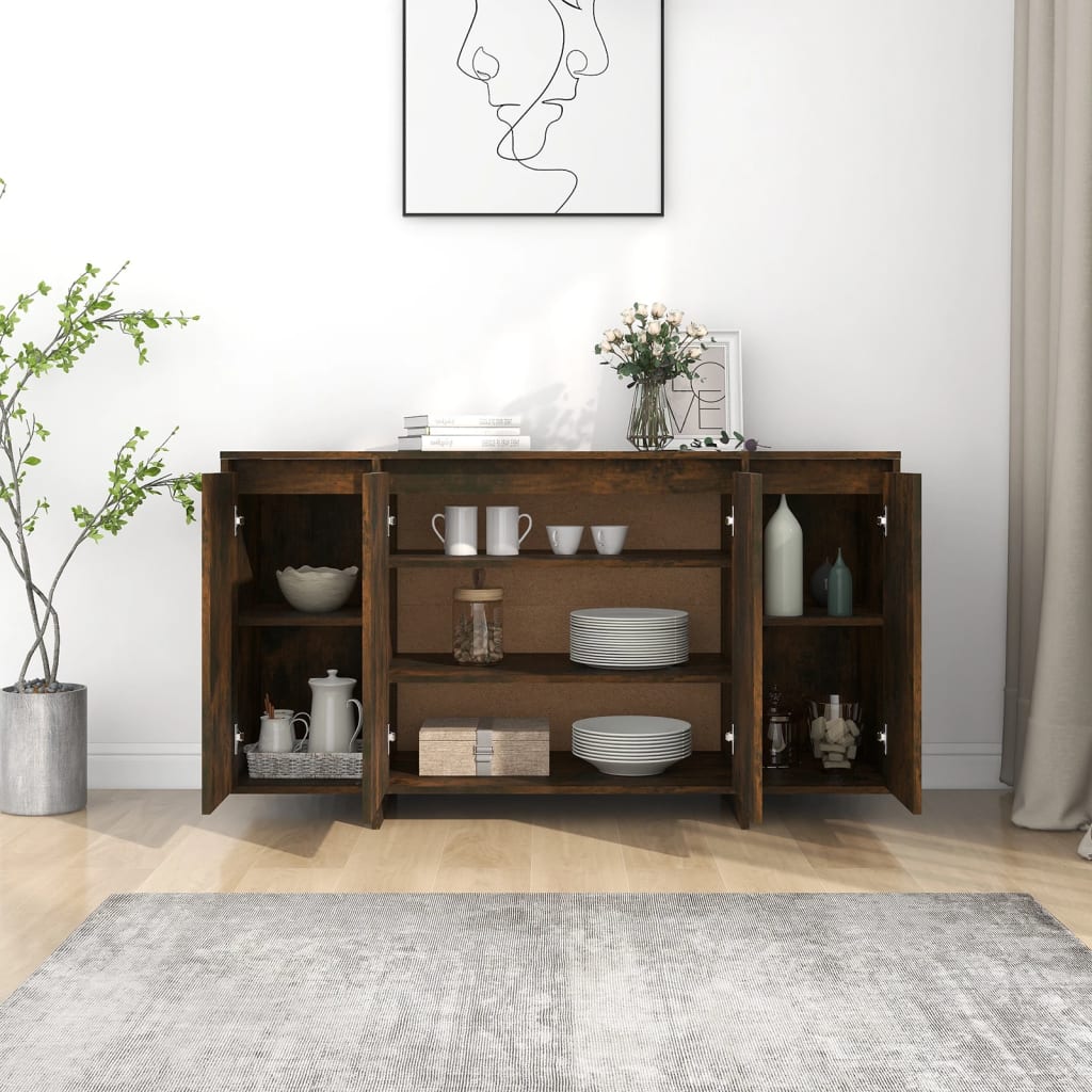Buffet chêne fumé 135x41x75 cm bois d'ingénierie - XIOS