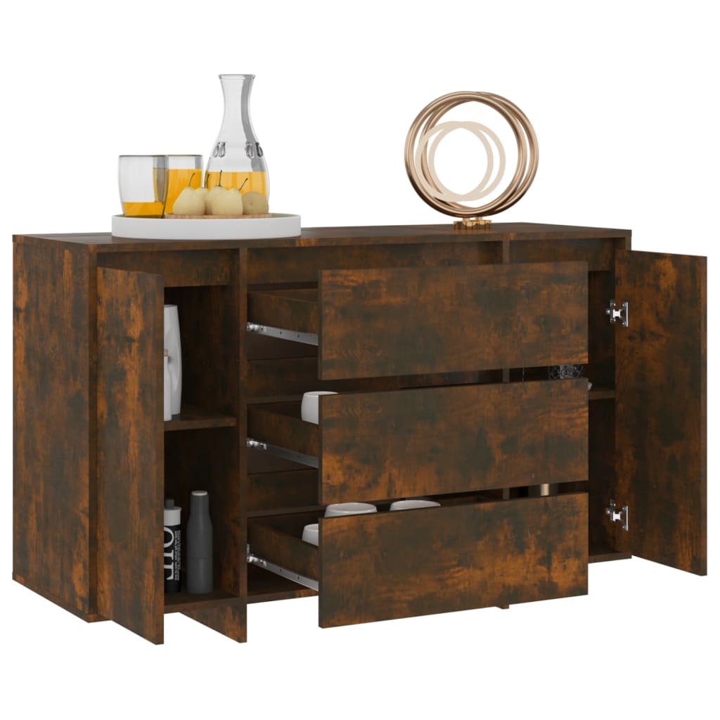 Buffet avec 3 tiroirs chêne fumé 120x41x75 cm bois d'ingénierie - XIOS