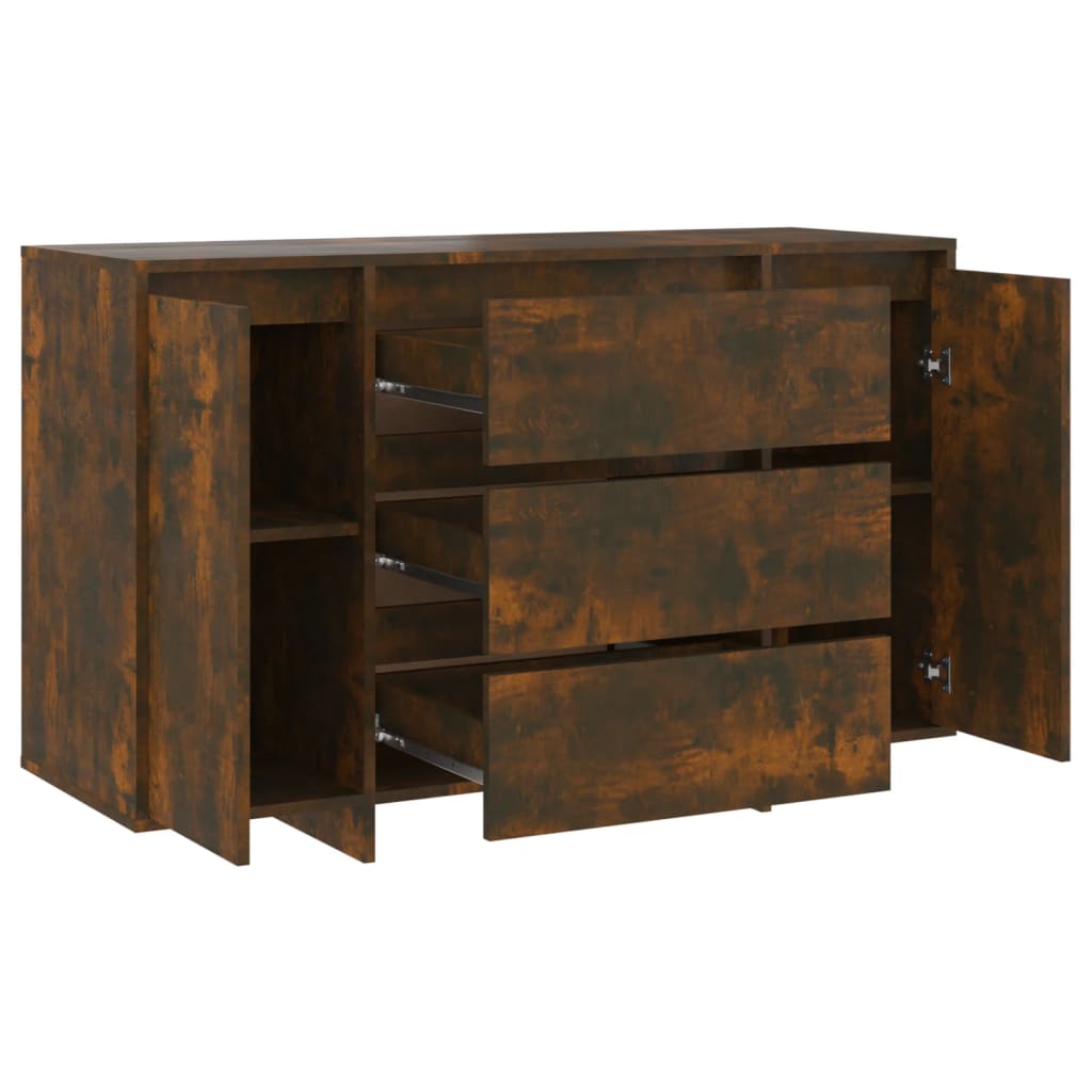 Buffet avec 3 tiroirs chêne fumé 120x41x75 cm bois d'ingénierie - XIOS