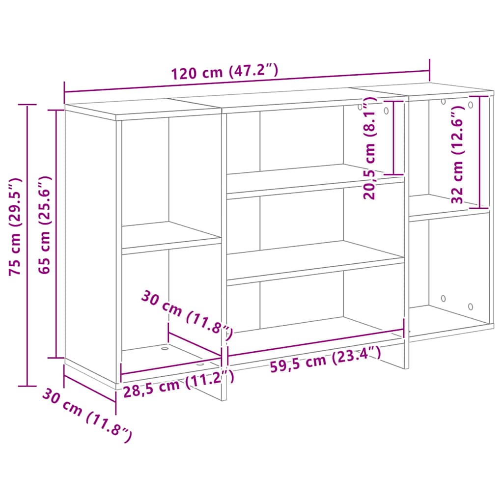 Buffet sonoma gris 120x30x75 cm bois d'ingénierie XIOS