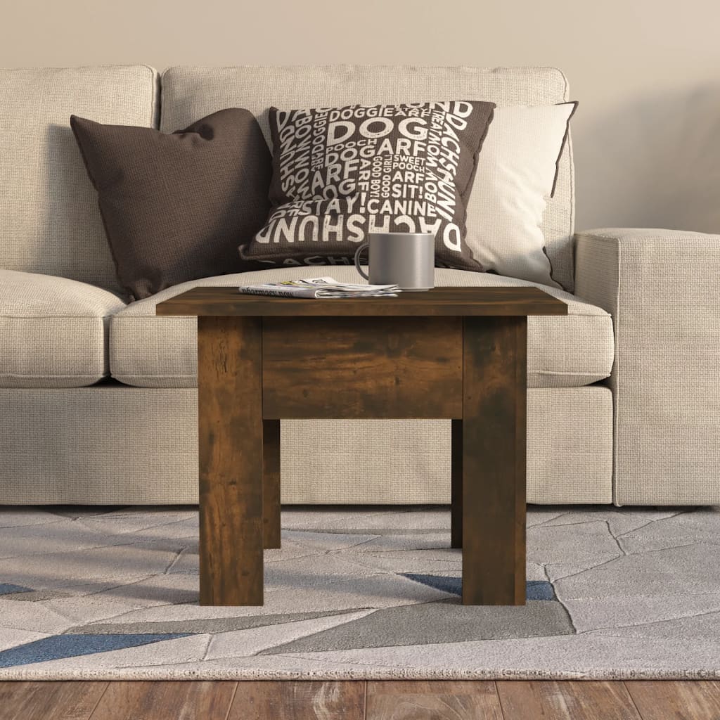 Table basse chêne fumé 55x55x42 cm bois d'ingénierie - XIOS