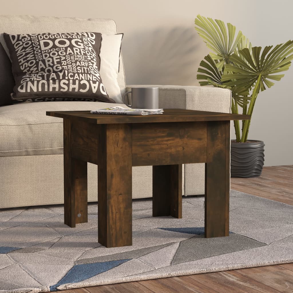 Table basse chêne fumé 55x55x42 cm bois d'ingénierie - XIOS