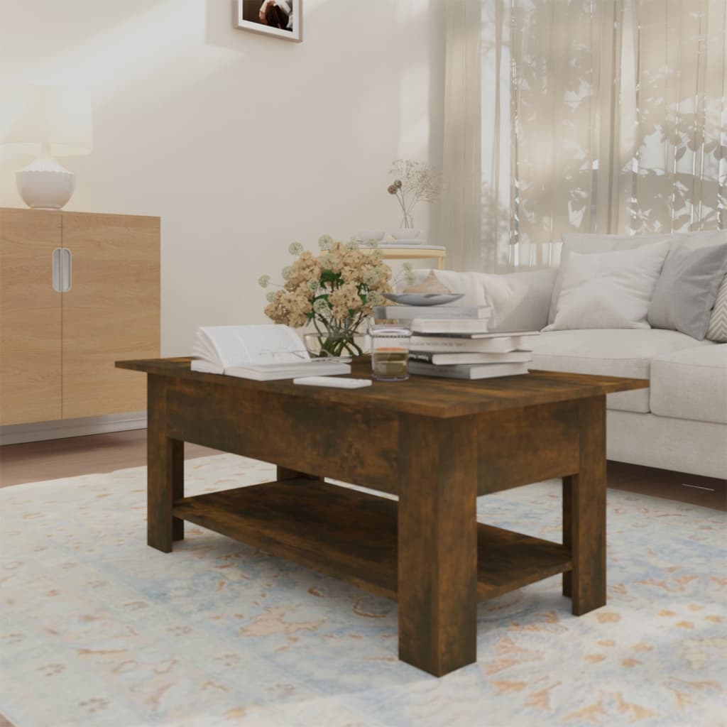 Table basse chêne fumé 102x55x42 cm bois d'ingénierie - XIOS