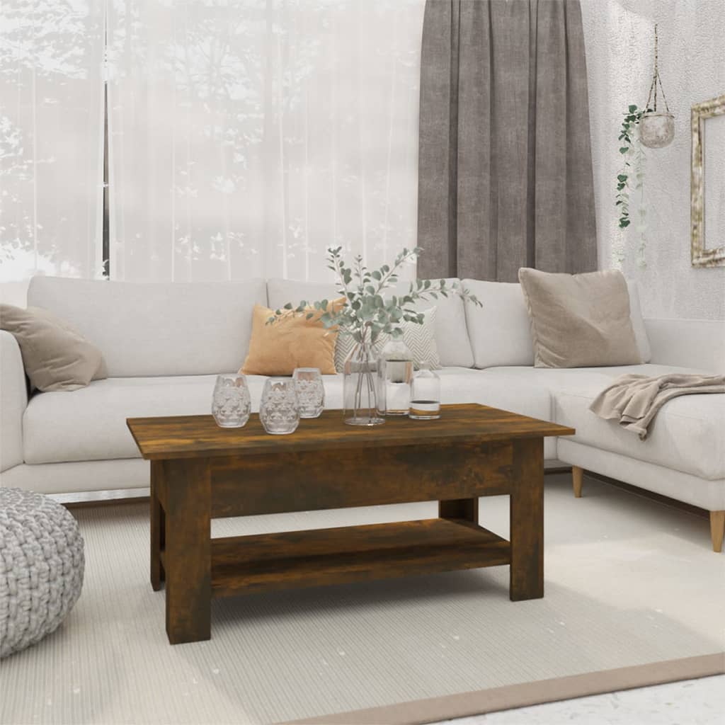 Table basse chêne fumé 102x55x42 cm bois d'ingénierie - XIOS