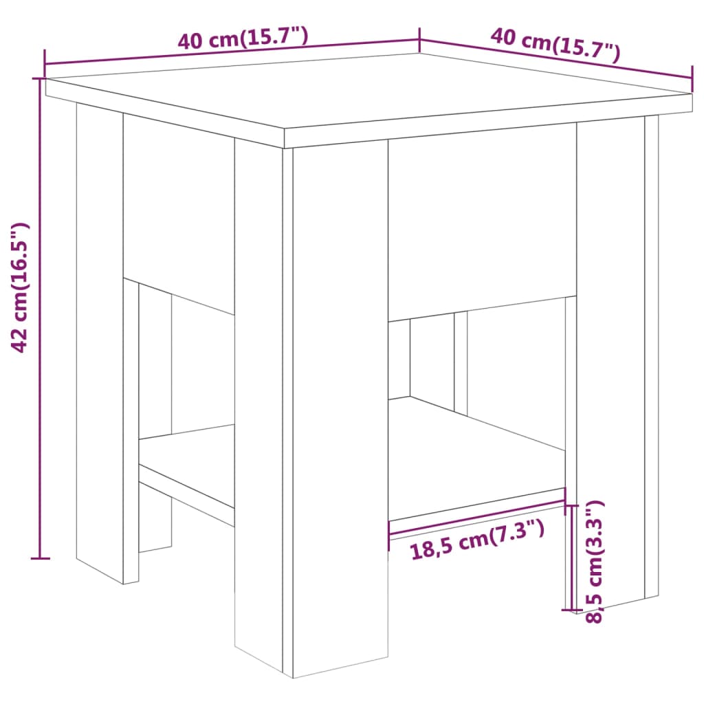 Table basse Chêne fumé 40x40x42 cm Bois d'ingénierie - XIOS