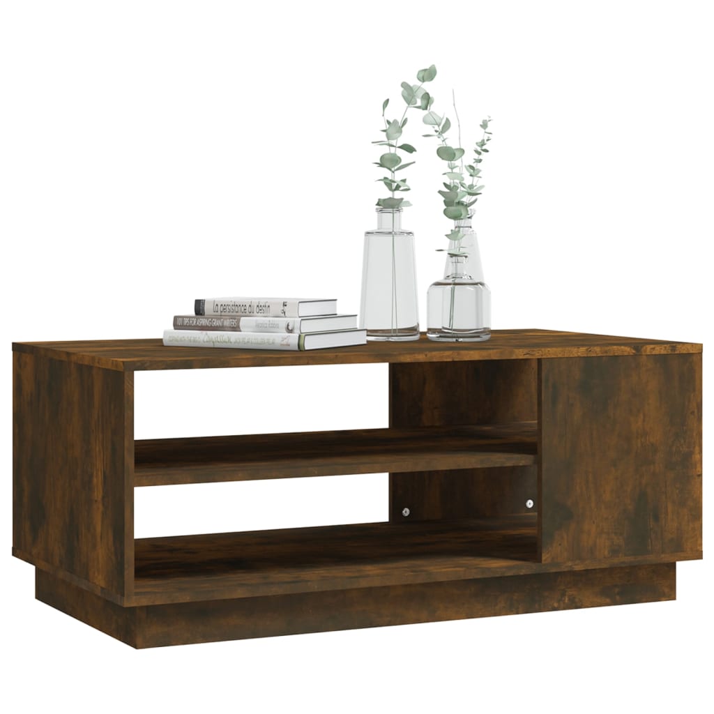 Table basse chêne fumé 102x55x43 cm bois d'ingénierie - XIOS
