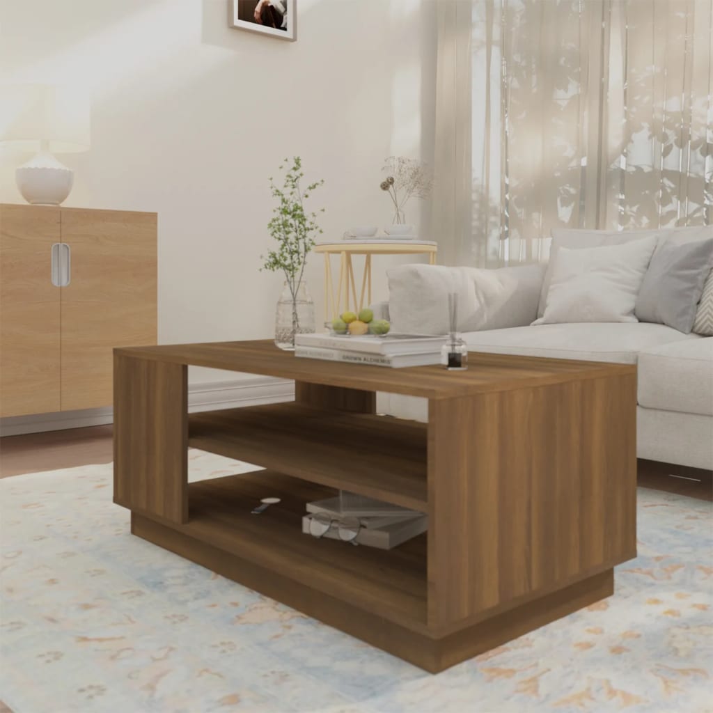 Table basse chêne marron 102x55x43 cm bois d'ingénierie - XIOS