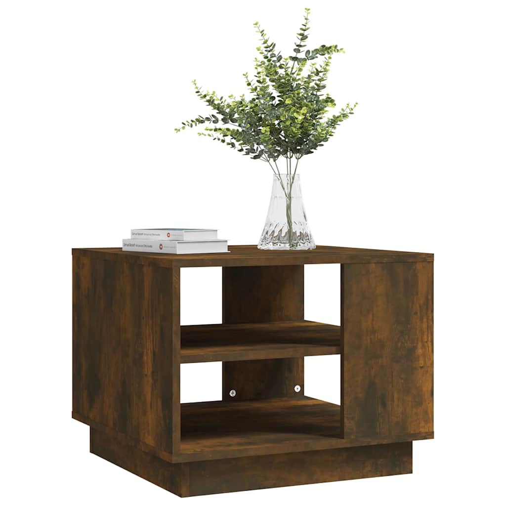 Table basse chêne fumé 55x55x43 cm bois d'ingénierie - XIOS