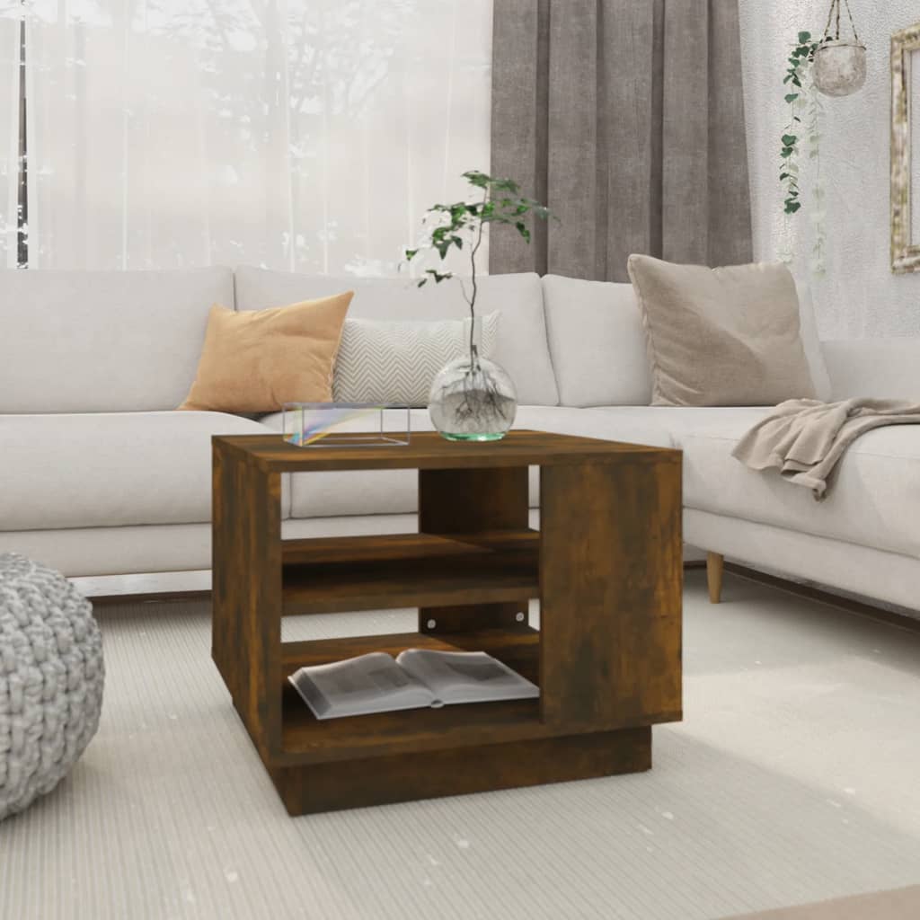 Table basse chêne fumé 55x55x43 cm bois d'ingénierie - XIOS