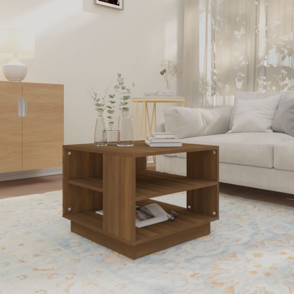 Table basse chêne marron 55x55x43 cm bois d'ingénierie - XIOS