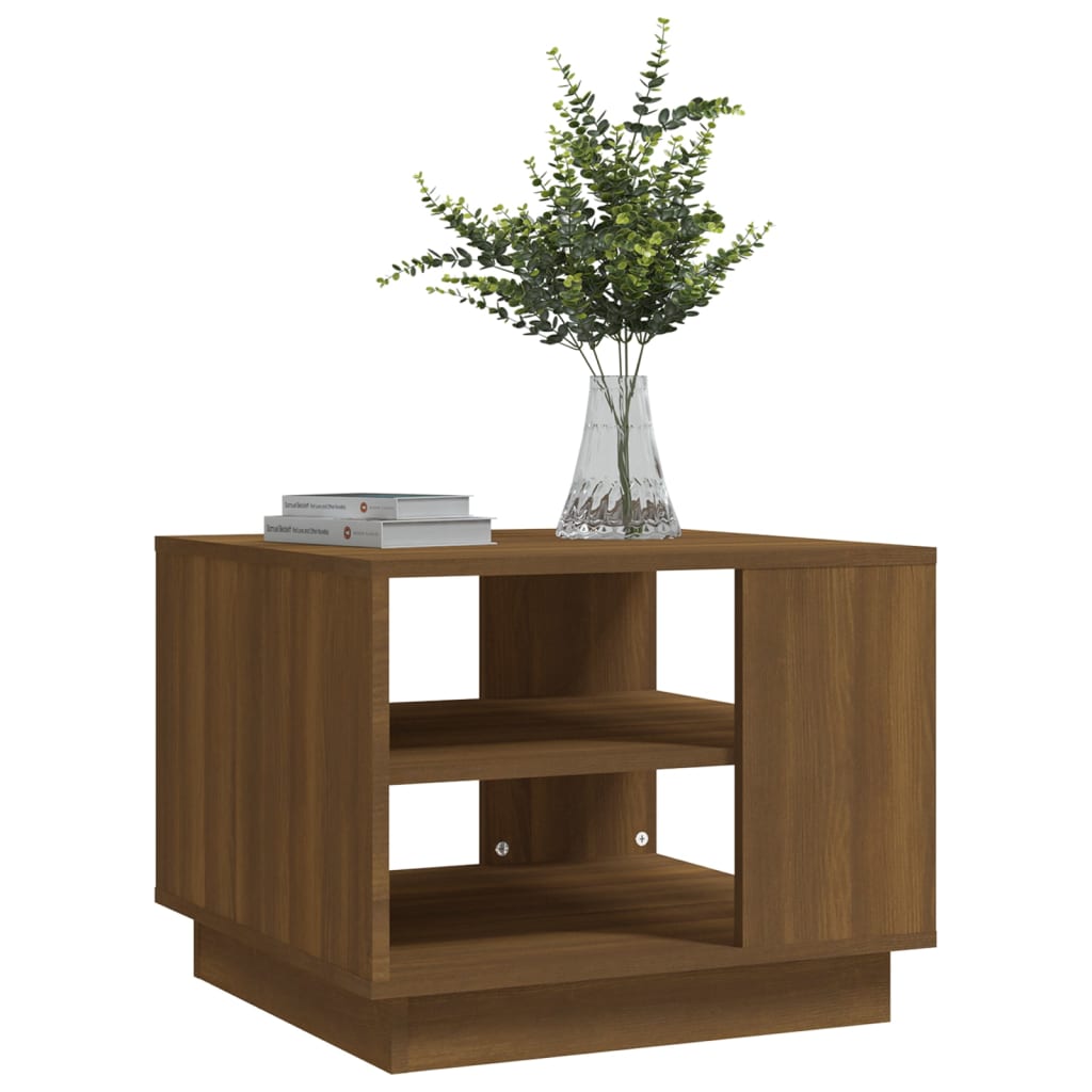 Table basse chêne marron 55x55x43 cm bois d'ingénierie - XIOS