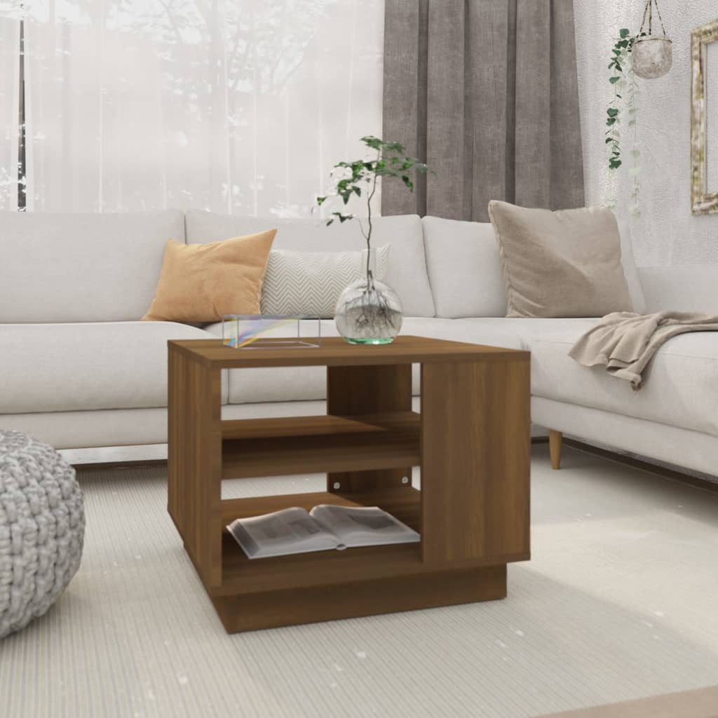 Table basse chêne marron 55x55x43 cm bois d'ingénierie - XIOS