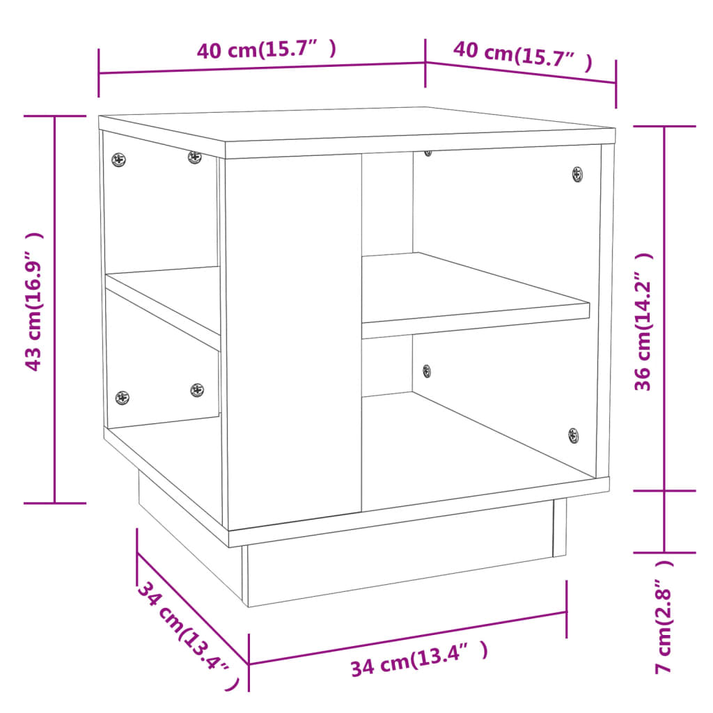 Table basse Chêne marron 40x40x43 cm Bois d'ingénierie - XIOS
