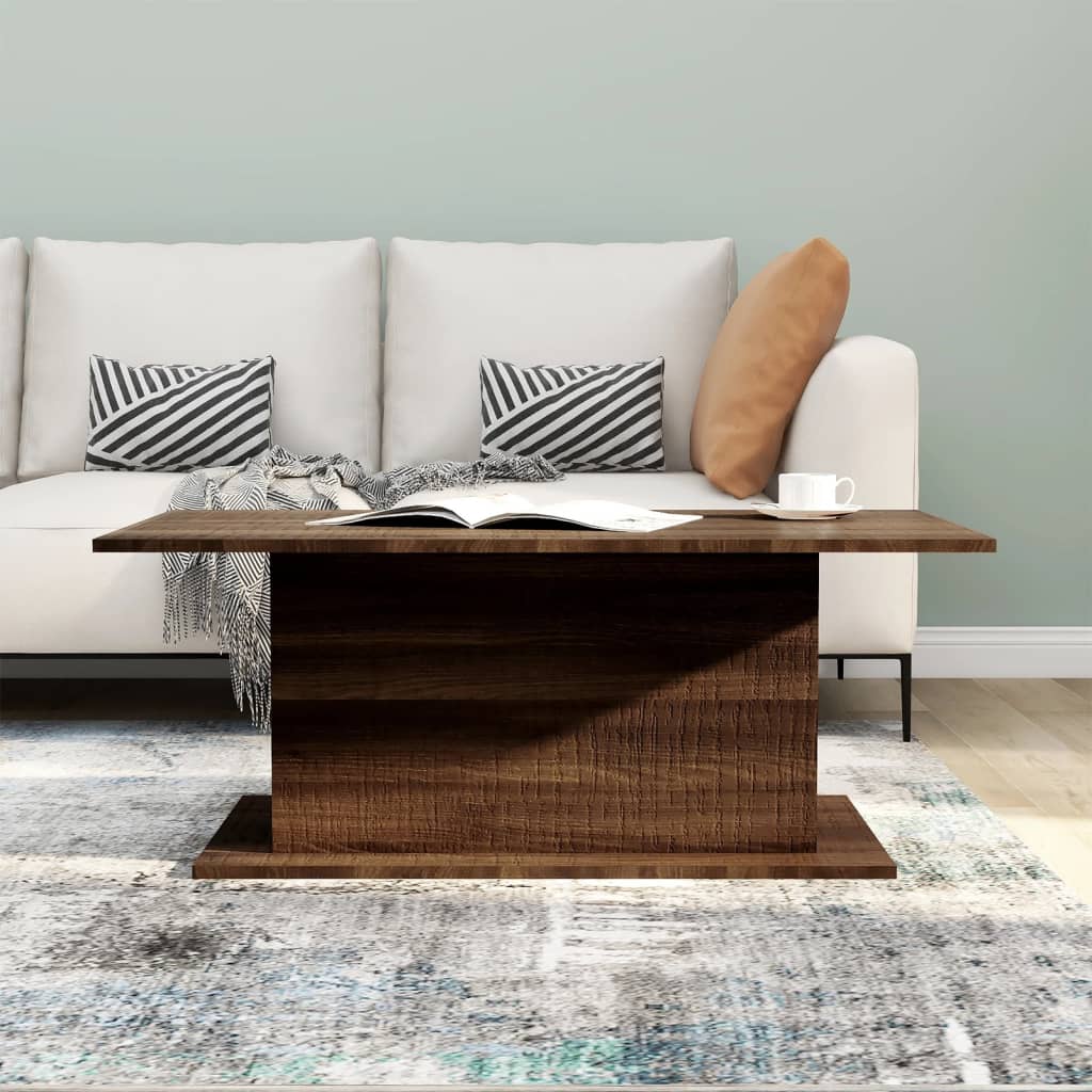 Table basse chêne marron 102x55,5x40 cm bois d'ingénierie - XIOS