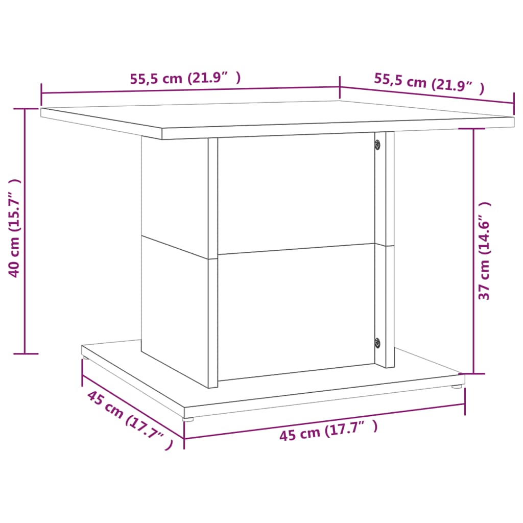 Table basse chêne fumé 55,5x55,5x40 cm bois d'ingénierie - XIOS