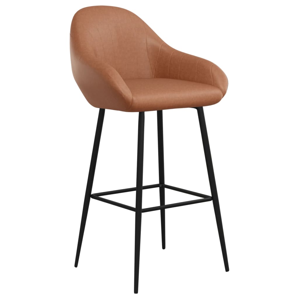 Tabourets de bar lot de 2 marron clair similicuir - XIOS