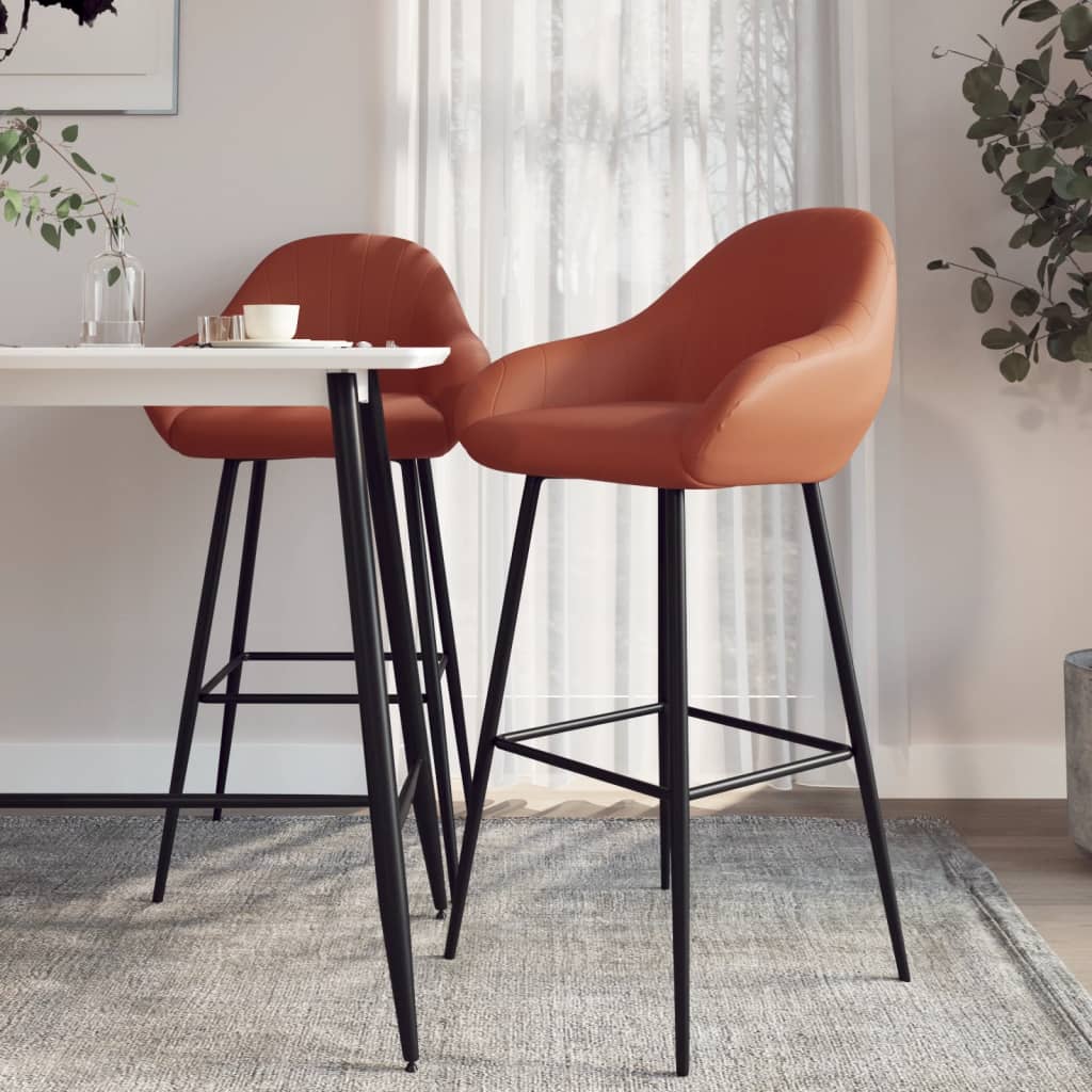 Tabourets de bar lot de 2 marron clair similicuir - XIOS