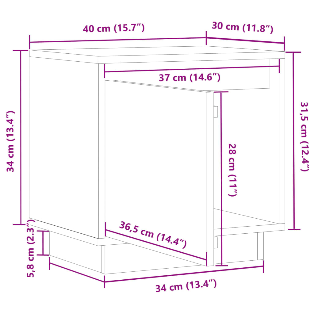 Table de chevet Blanc 40x30x40 cm Bois de pin solide - XIOS