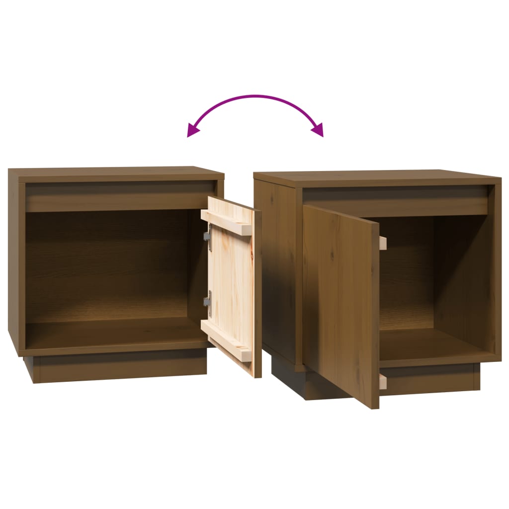 Tables de chevet 2pcs Marron miel 40x30x40cm Bois de pin solide - XIOS