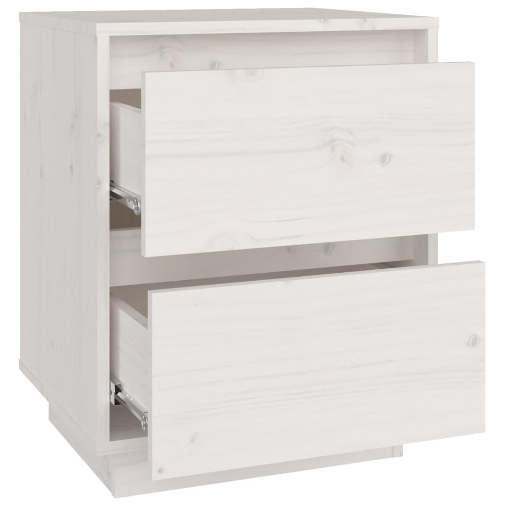 Table de chevet Blanc 40x35x50 cm Bois de pin solide - XIOS