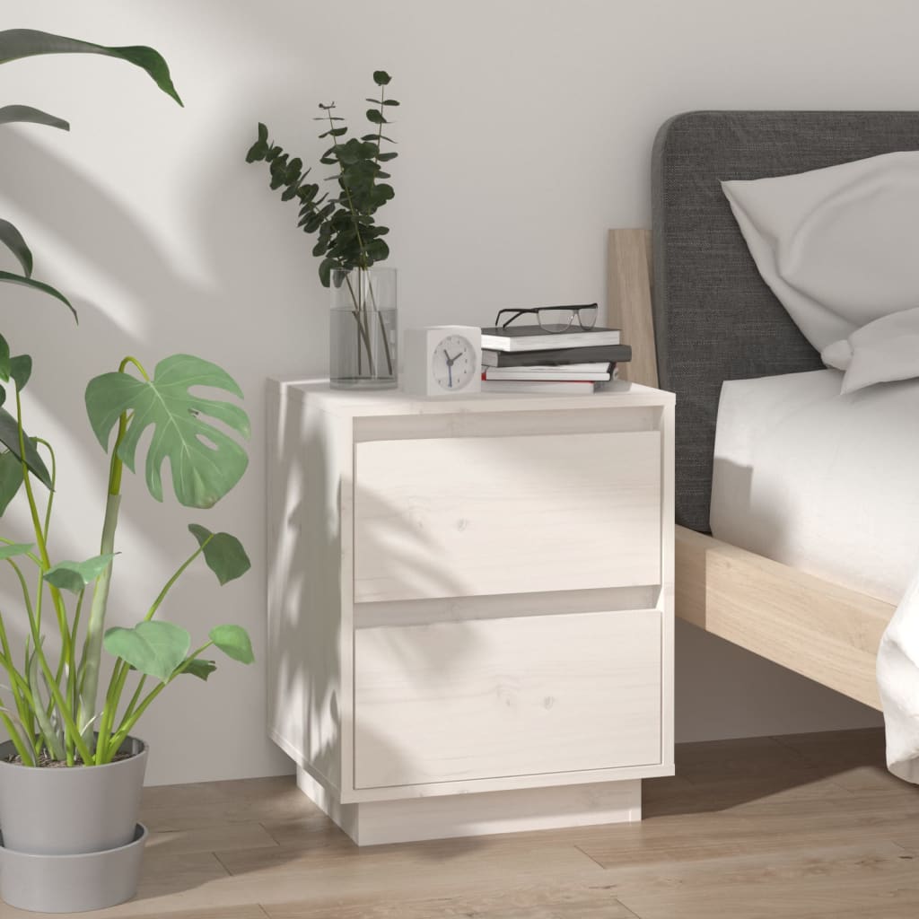 Tables de chevet 2 pcs Blanc 40x35x50 cm Bois de pin solide - XIOS