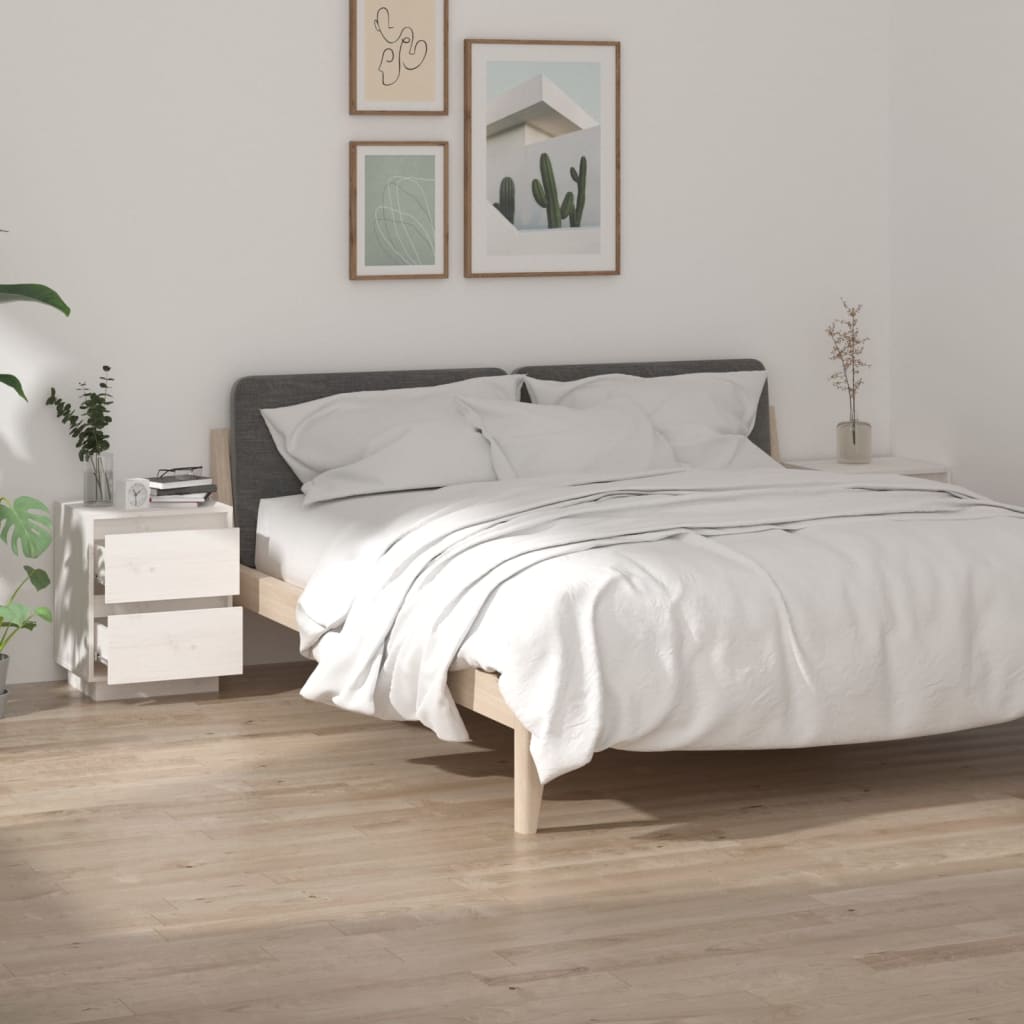 Tables de chevet 2 pcs Blanc 40x35x50 cm Bois de pin solide - XIOS