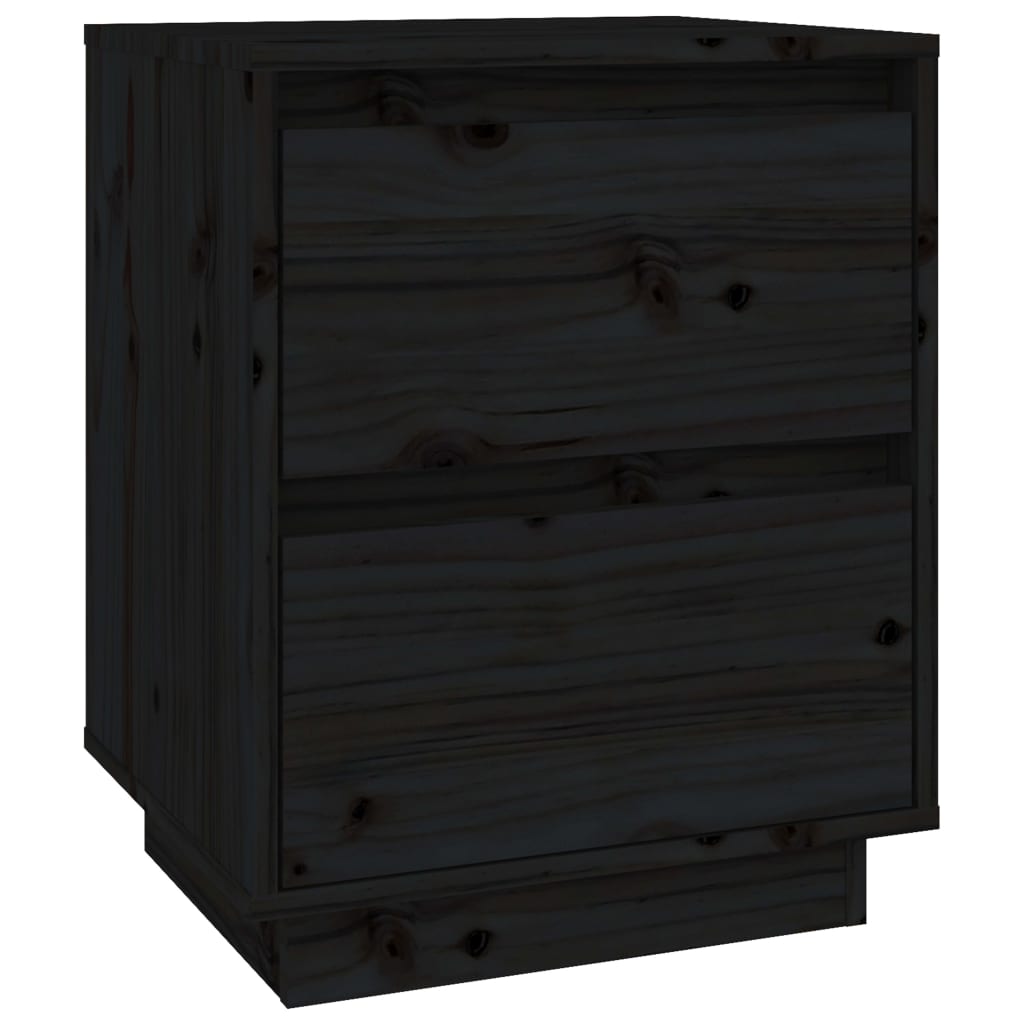 Tables de chevet 2 pcs Noir 40x35x50 cm Bois de pin solide - XIOS