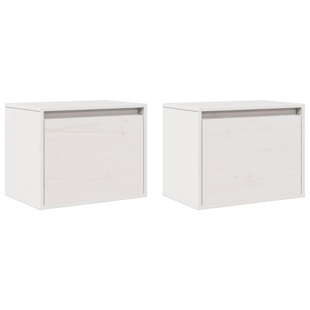Armoires murales 2 pcs Blanc 45x30x35 cm Bois de pin massif Étagères murales & corniches vidaXL