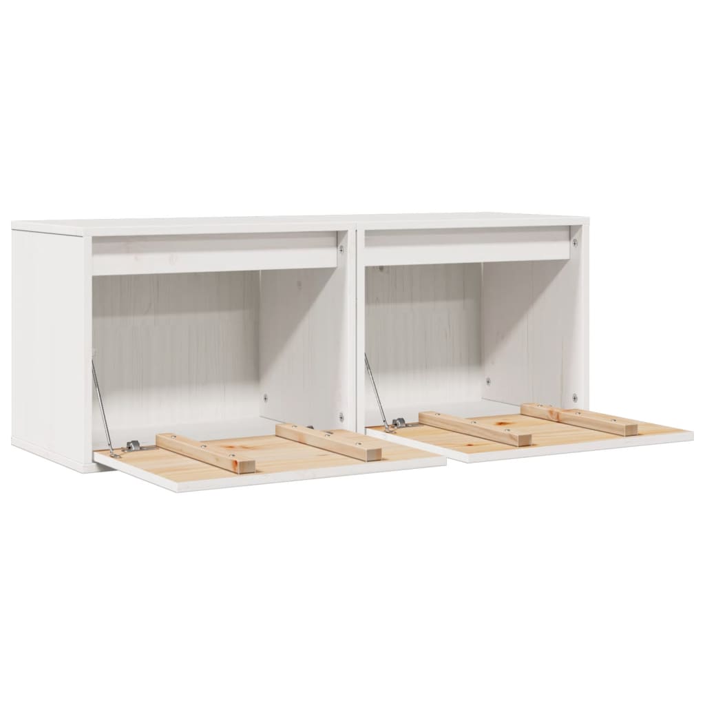 Armoires murales 2 pcs Blanc 45x30x35 cm Bois de pin massif Étagères murales & corniches vidaXL