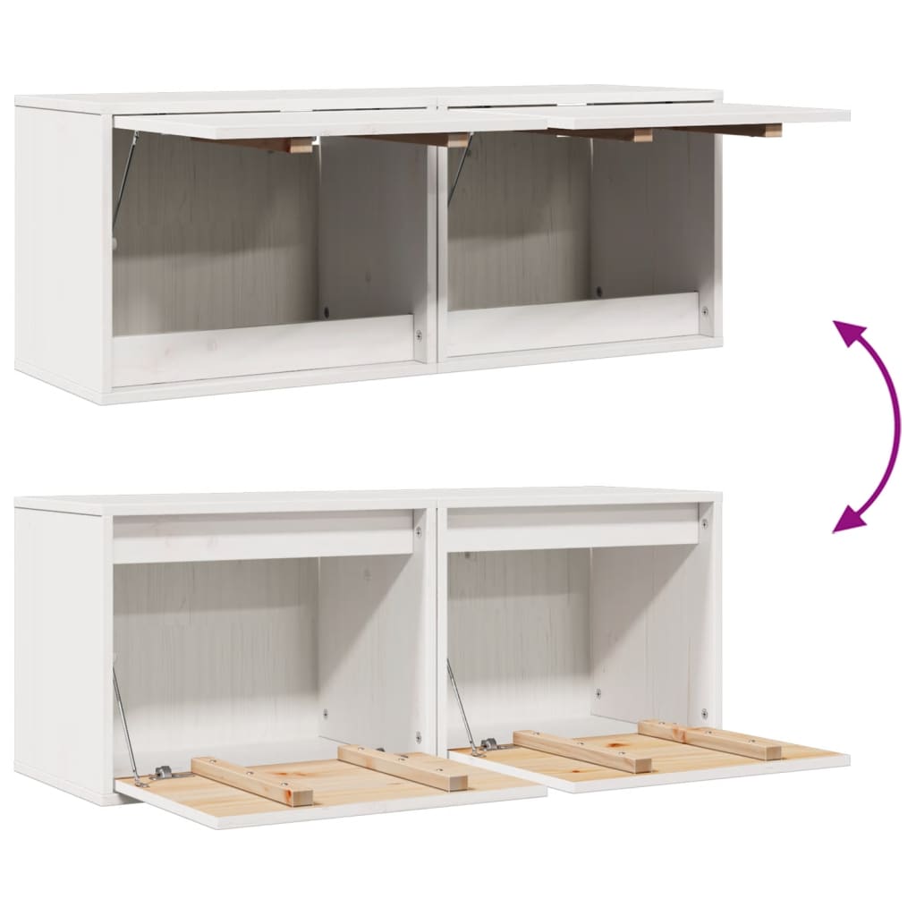 Armoires murales 2 pcs Blanc 45x30x35 cm Bois de pin massif Étagères murales & corniches vidaXL