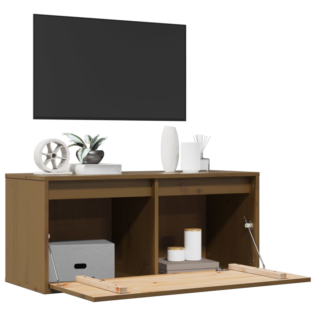 Armoire murale Marron miel 80x30x35 cm Bois de pin massif - XIOS