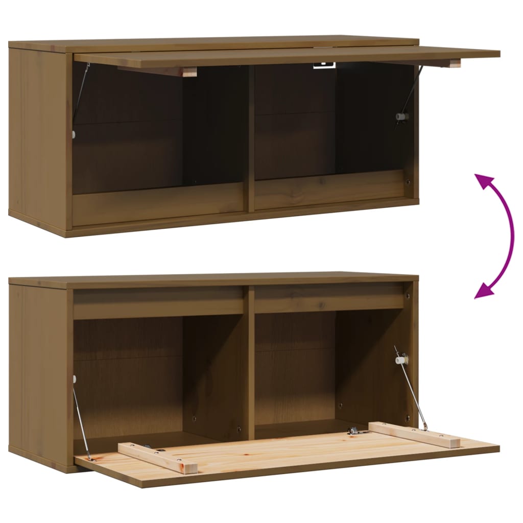 Armoire murale Marron miel 80x30x35 cm Bois de pin massif - XIOS