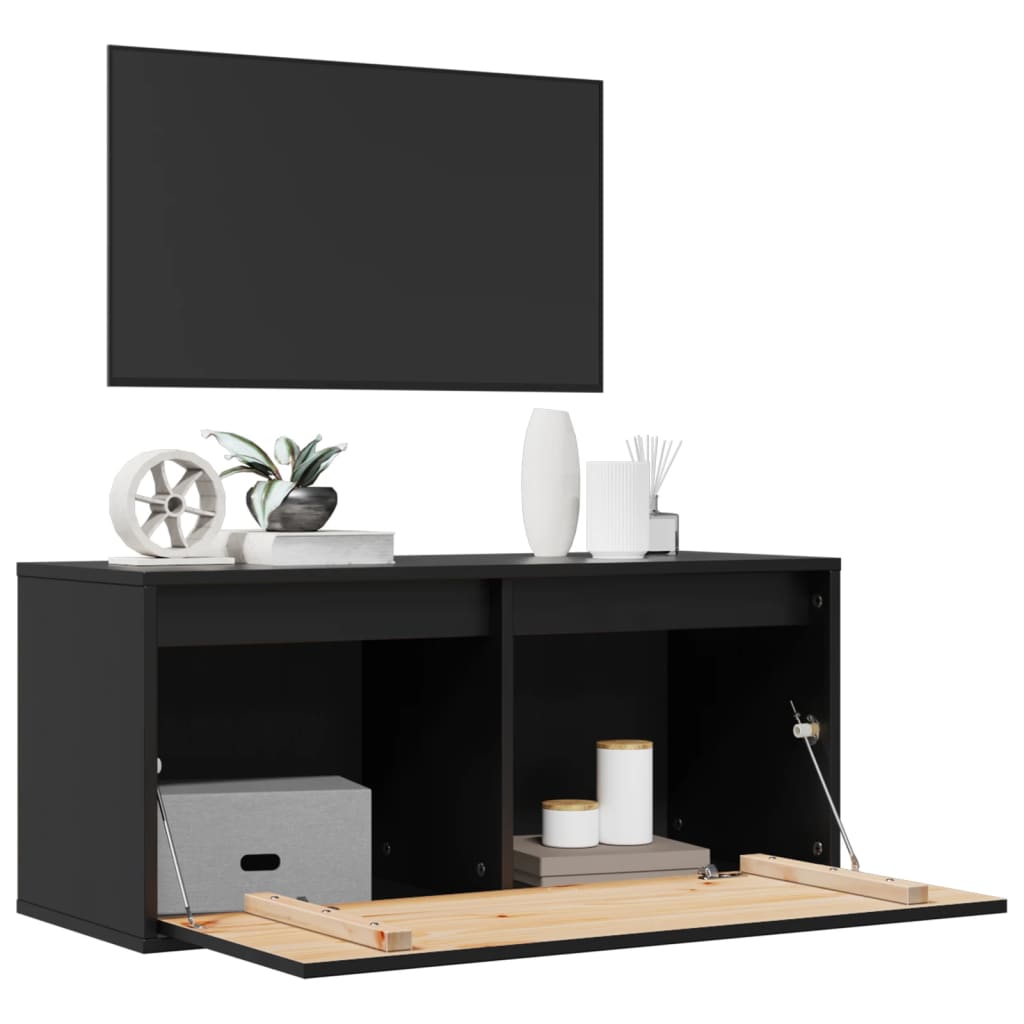 Armoires murales Noir 80x30x35 cm Bois de pin massif - XIOS