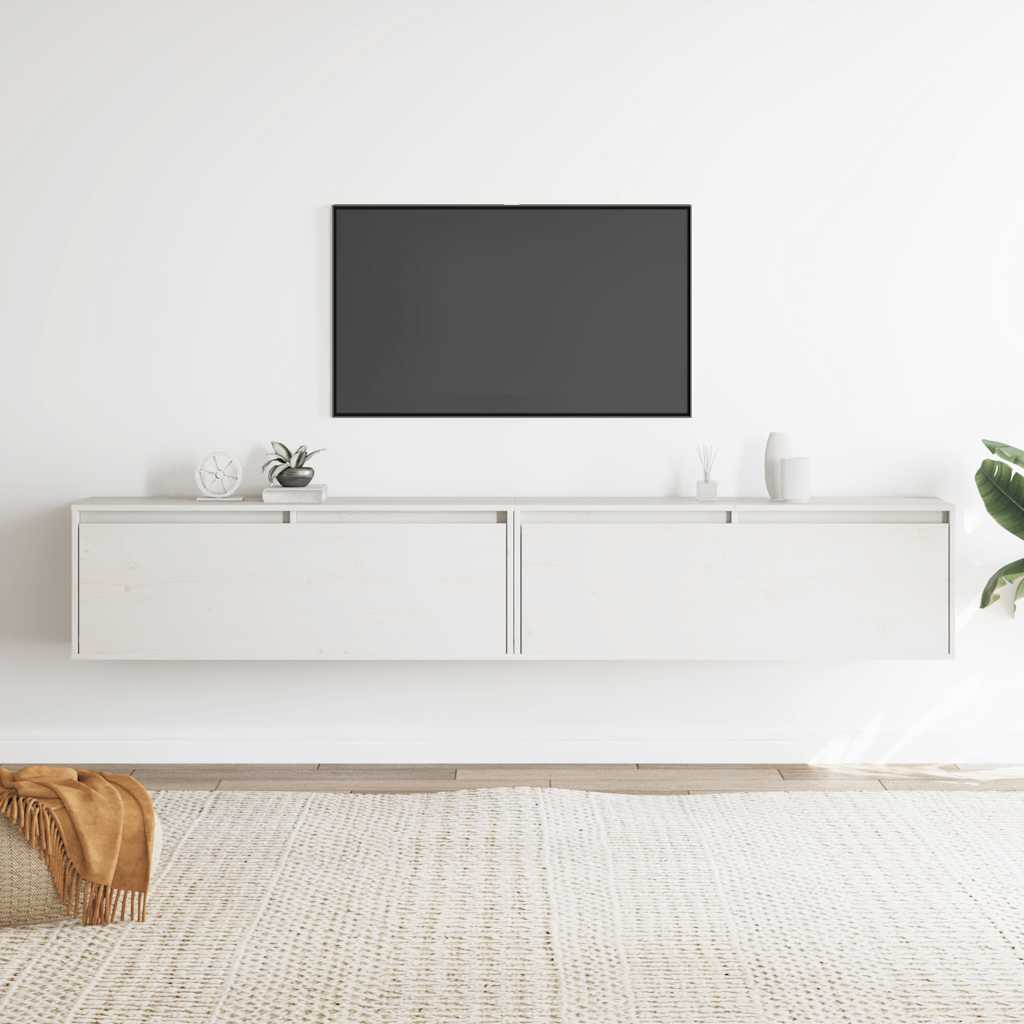 Armoires murales 2 pcs Blanc 100x30x35 cm Bois de pin massif - XIOS