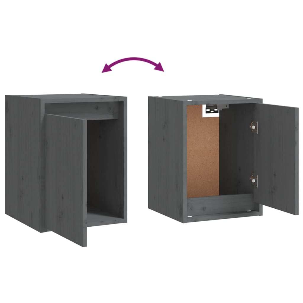 Armoires murales 2 pcs Gris 30x30x40 cm Bois de pin massif Étagères murales & corniches vidaXL