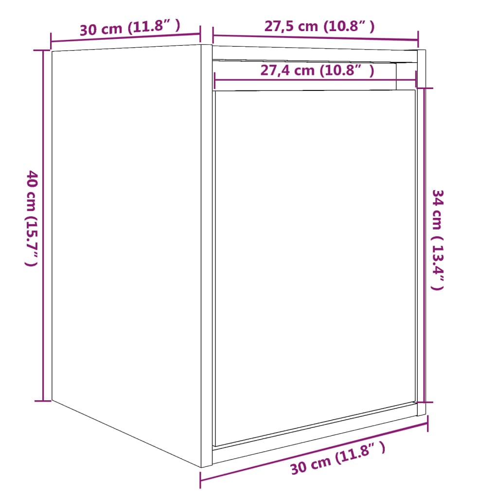 Armoires murales 2 pcs Gris 30x30x40 cm Bois de pin massif Étagères murales & corniches vidaXL