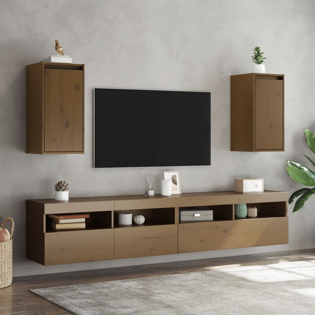 Armoires murales 2pcs Marron miel 30x30x60cm Bois de pin massif - XIOS