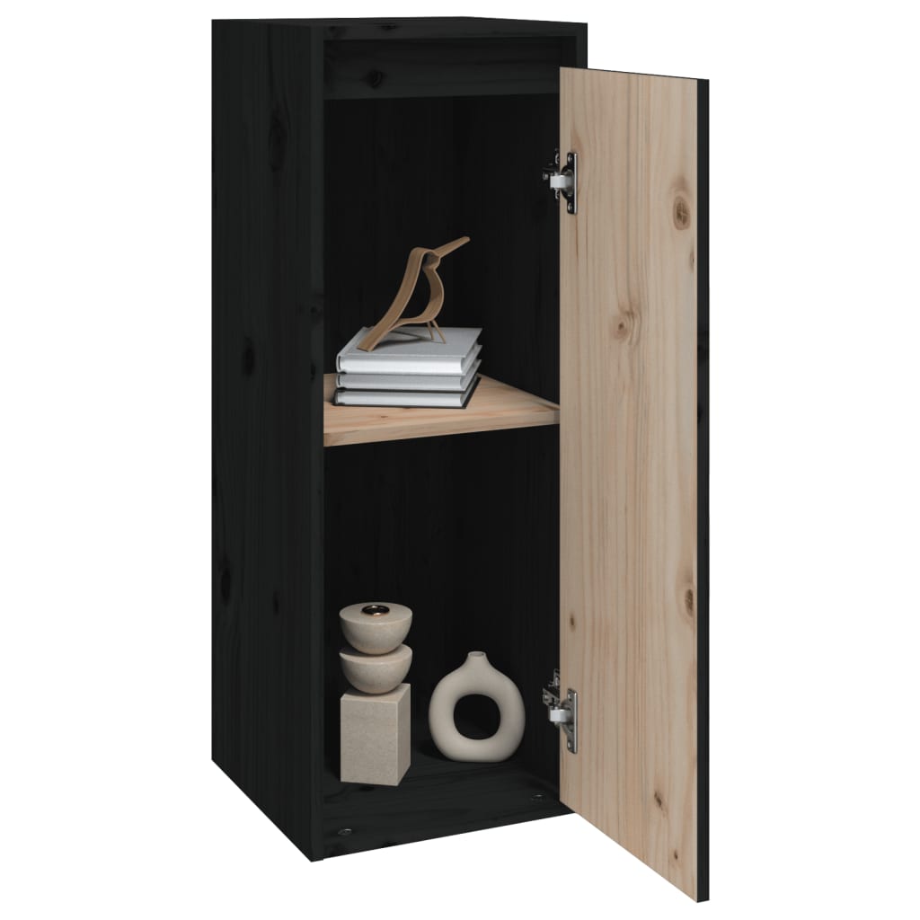 Armoire murale Noir 30x30x80 cm Bois de pin massif Étagères murales & corniches vidaXL