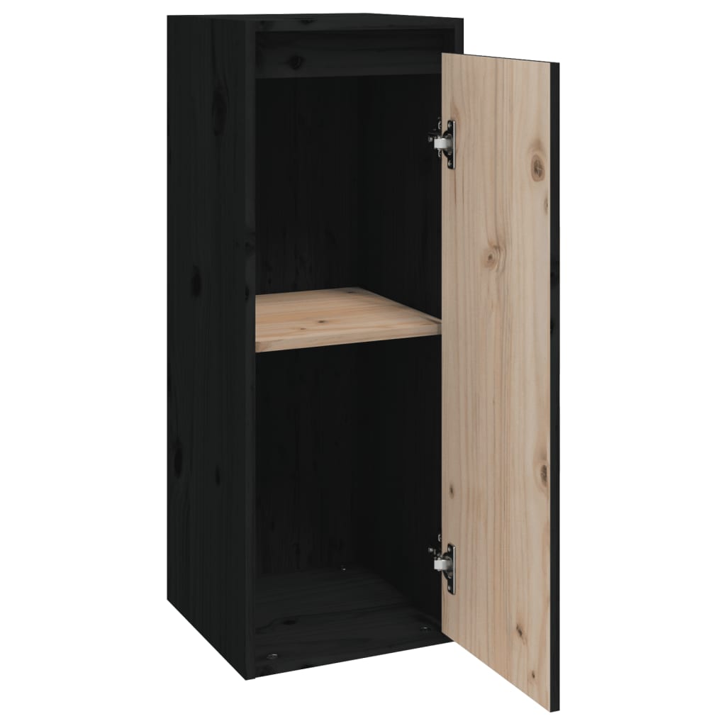 Armoire murale Noir 30x30x80 cm Bois de pin massif Étagères murales & corniches vidaXL