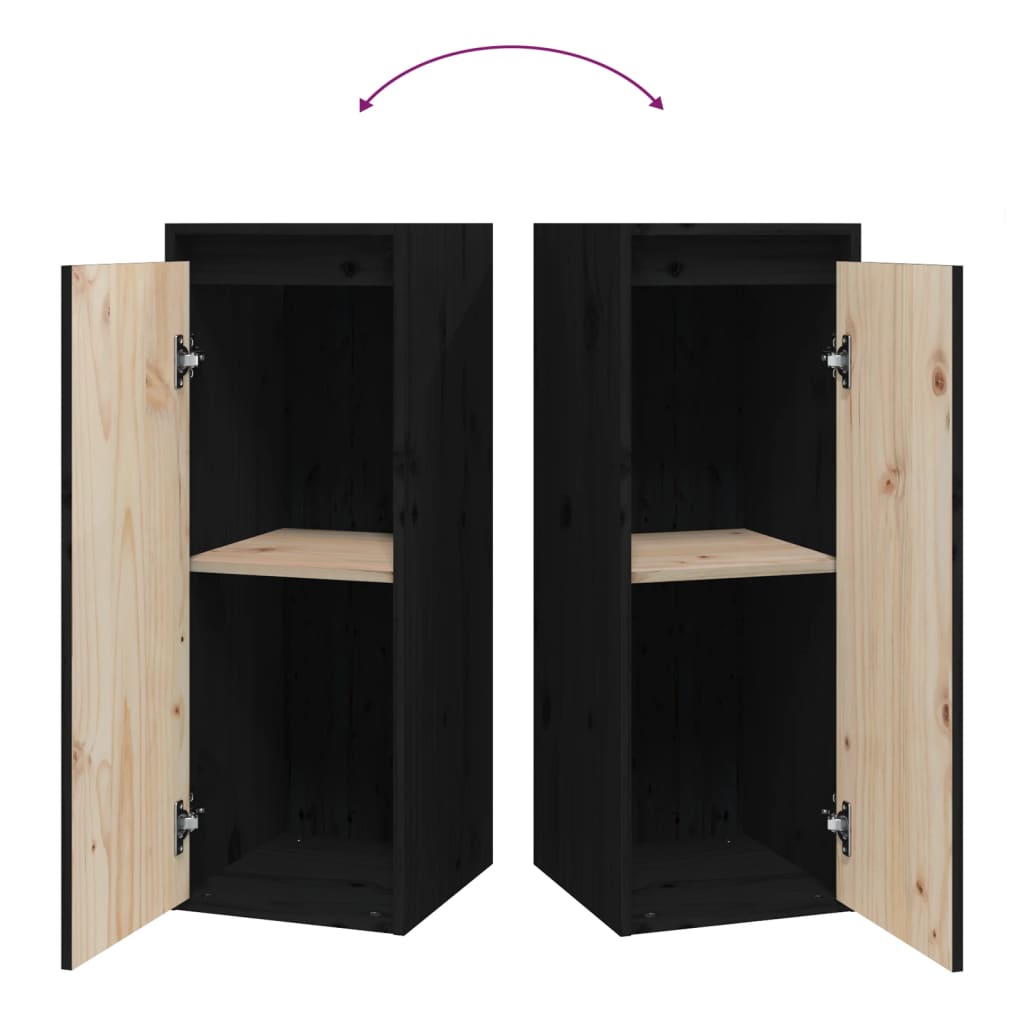 Armoires murales 2 pcs Noir 30x30x80 cm Bois de pin massif - XIOS