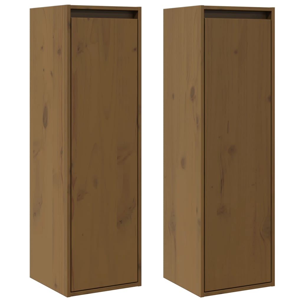 Armoires murales 2 pcs Marron miel 30x30x100 cm Pin massif Étagères murales & corniches vidaXL