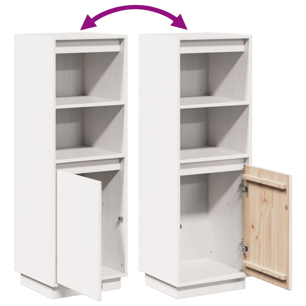 Buffet haut Blanc 37x34x110 cm Bois massif de pin - XIOS