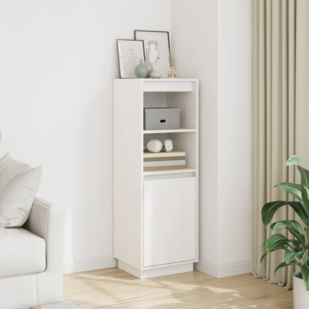 Buffet haut Blanc 37x34x110 cm Bois massif de pin - XIOS