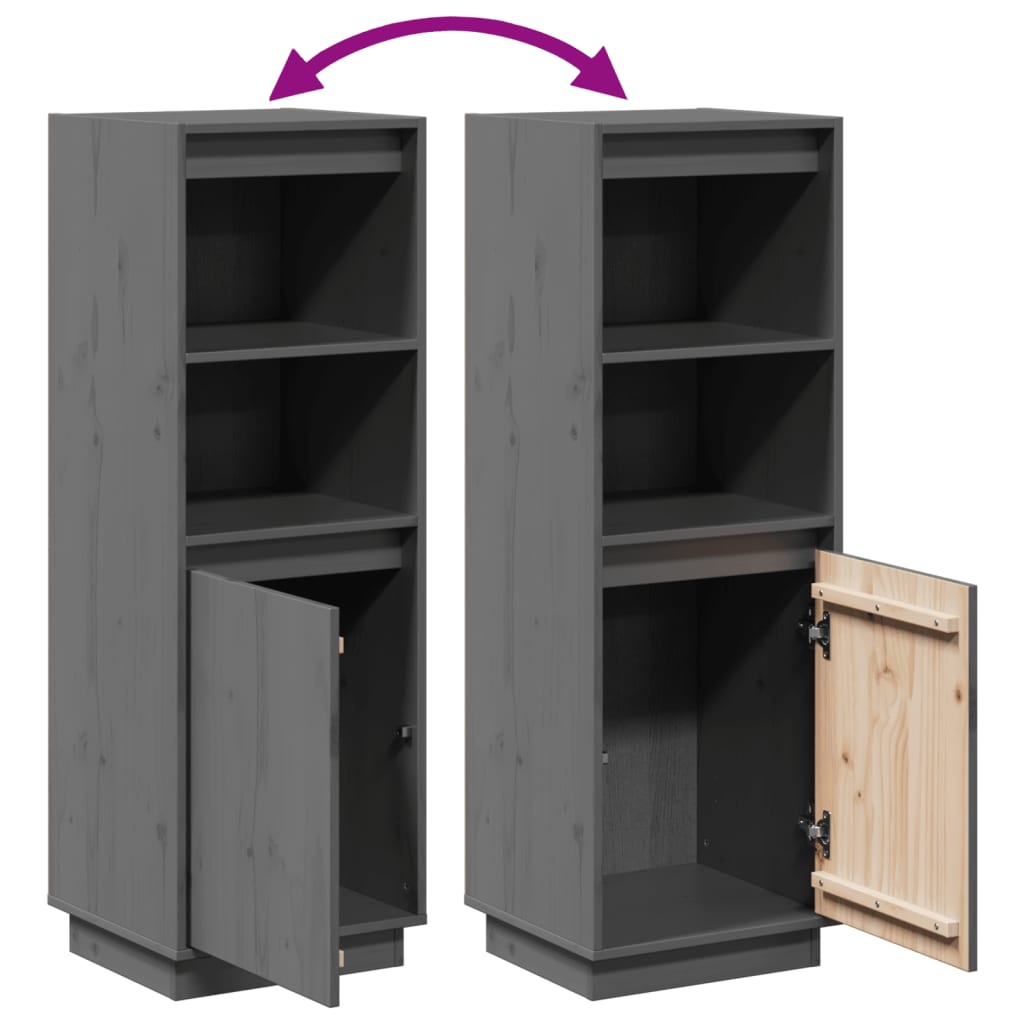 Buffet haut Gris 37x34x110 cm Bois massif de pin - XIOS
