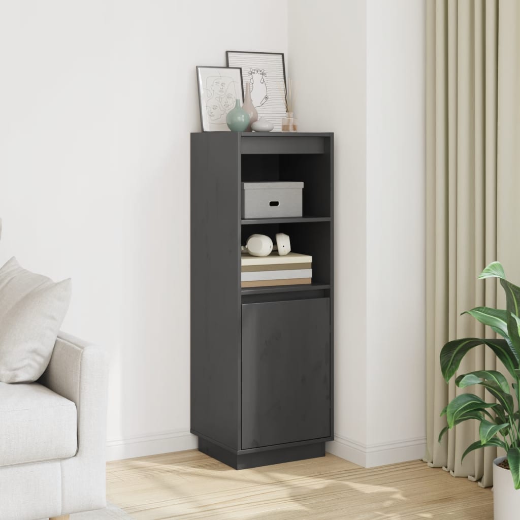 Buffet haut Gris 37x34x110 cm Bois massif de pin - XIOS