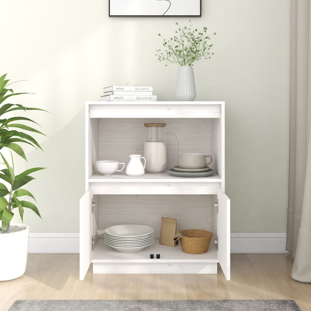 Buffet Blanc 60x34x75 cm Bois massif de pin - XIOS